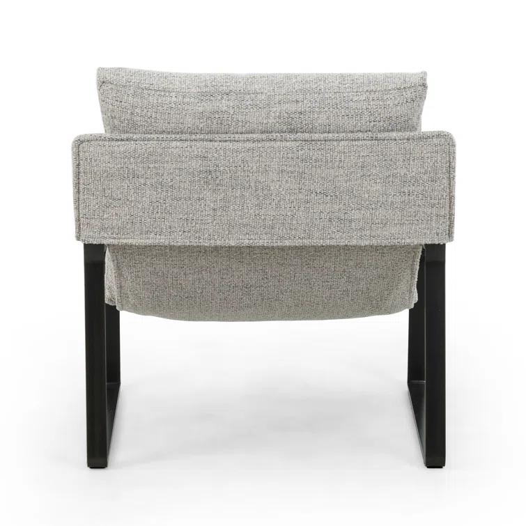 Light Grey Sling Armchair with Gunmetal Frame