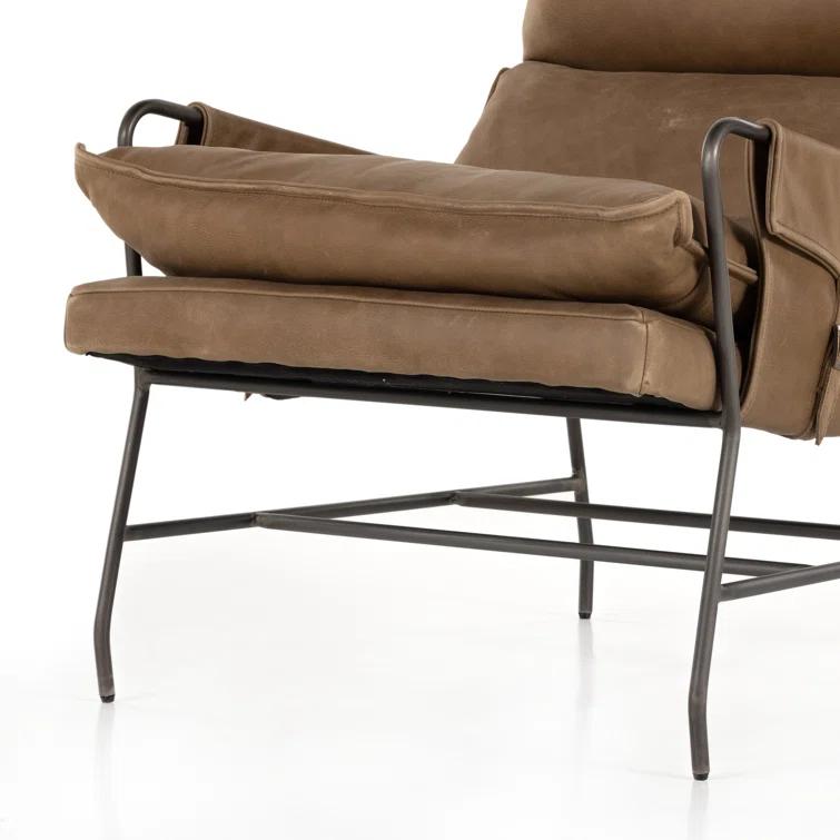 Palermo Drift Top Grain Leather Accent Chair in Brown
