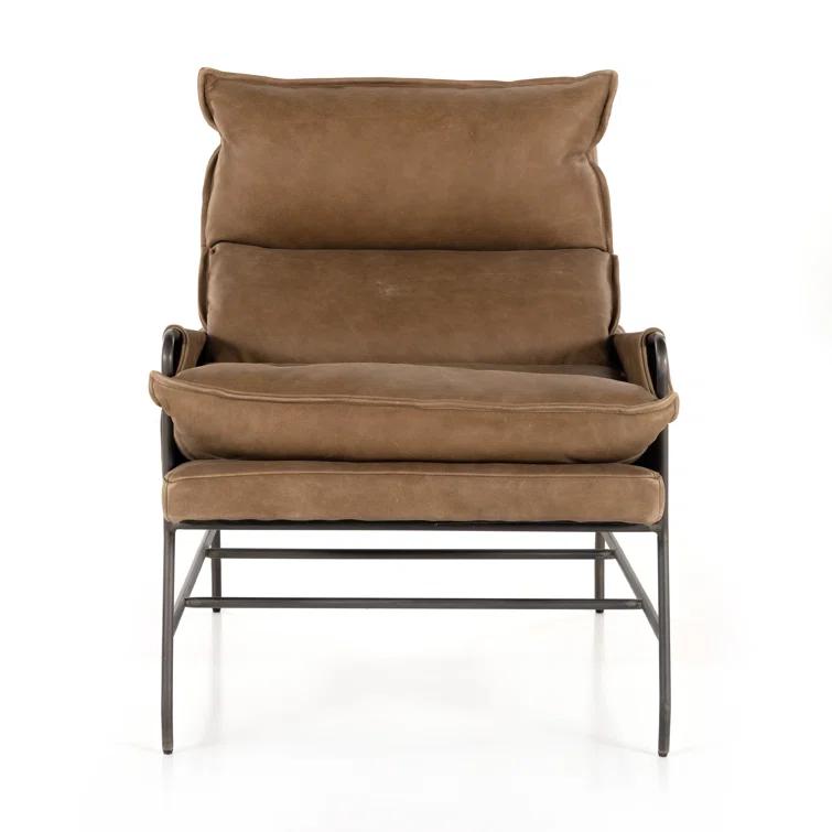 Palermo Drift Top Grain Leather Accent Chair in Brown