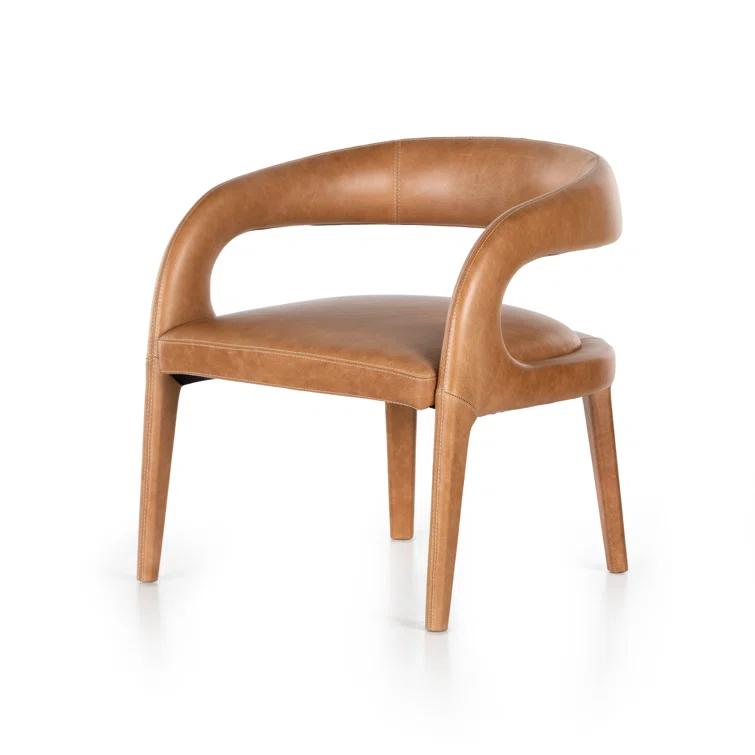 Sonoma Butterscotch Leather Barrel Accent Chair