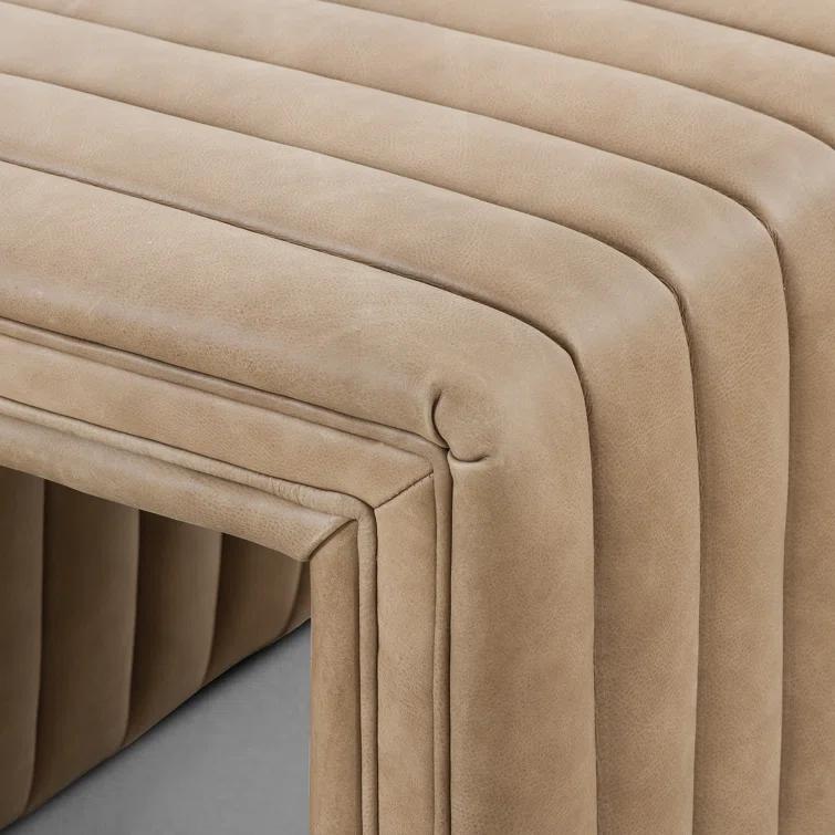 Augustine Modern Tufted Tawny Brown Leather Ottoman