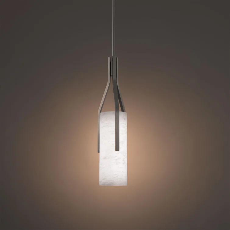 Firenze 1 - Light Dimmable Cylinder LED Pendant With Alabaster Shade