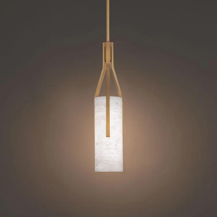 Modern Forms Firenze 1 - Light Dimmable Cylinder LED Pendant With Alabaster Shade