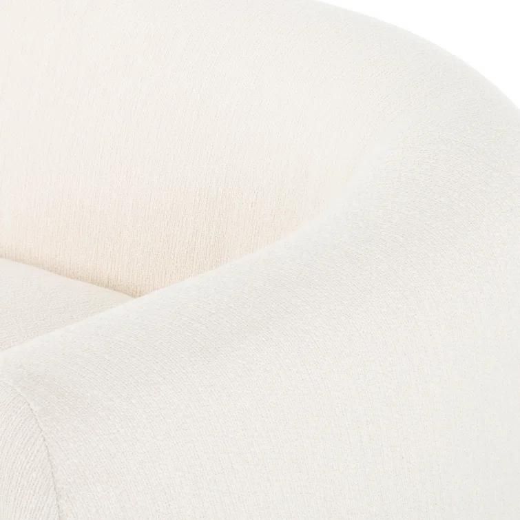 Kerbey Ivory Velvet Rolled Arm Plush Sofa