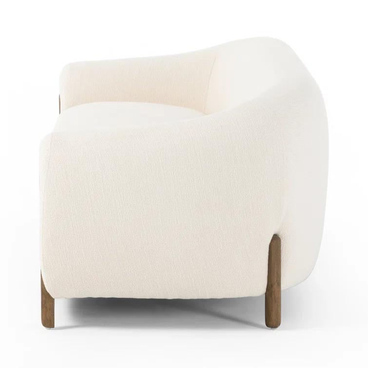 Kerbey Ivory Velvet Rolled Arm Plush Sofa