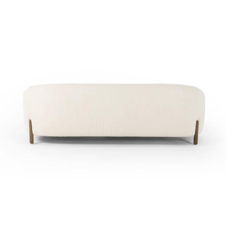 Kerbey Ivory Velvet Rolled Arm Plush Sofa