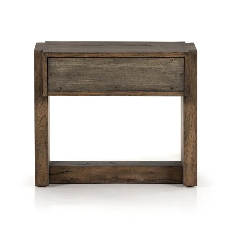 Rustic Fawn Solid Oak 1-Drawer Nightstand