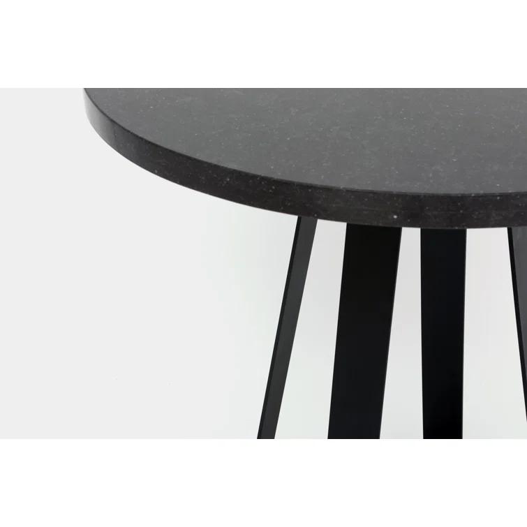 Sea Smoke Round Stone Top Metal Base Dining Table