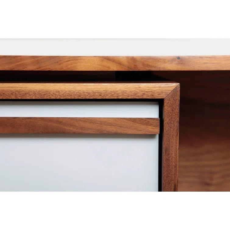 Low Units Walnut Recessed Wall Shelf with Drawer