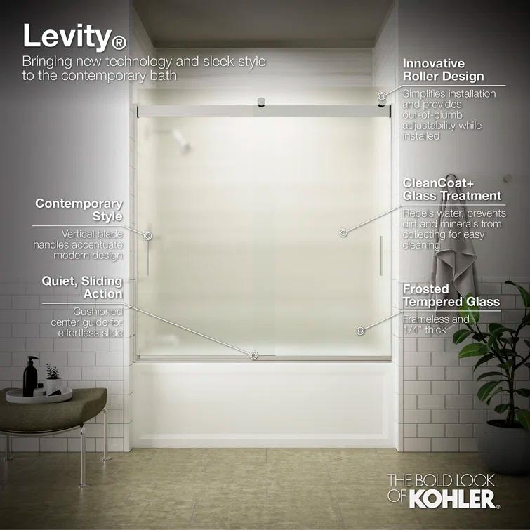 Levity 59.62" x 62" Bypass Bath Door with CleanCoat® Technology