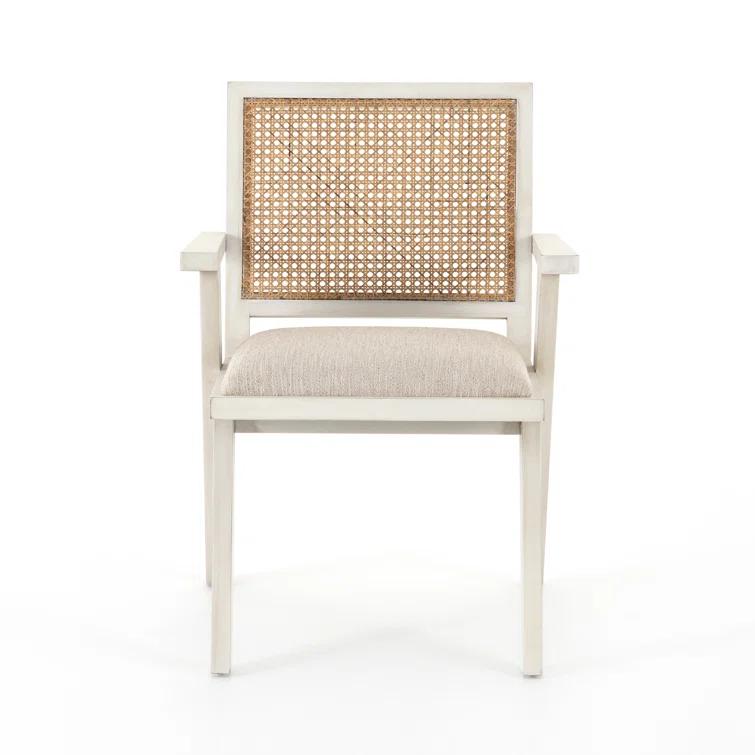 Avant Natural Cream Linen & Cane Wood Arm Chair
