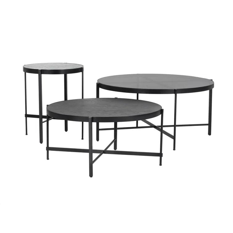 Transitional 20'' Round White Stone Top Metal End Table