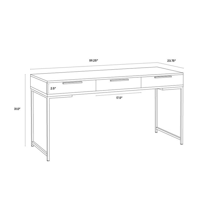 Transitional Brown Wood Home Office Desk with Drawers