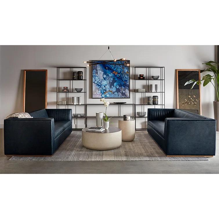 Contemporary Round Grey and Timber Brown Wood Coffee Table