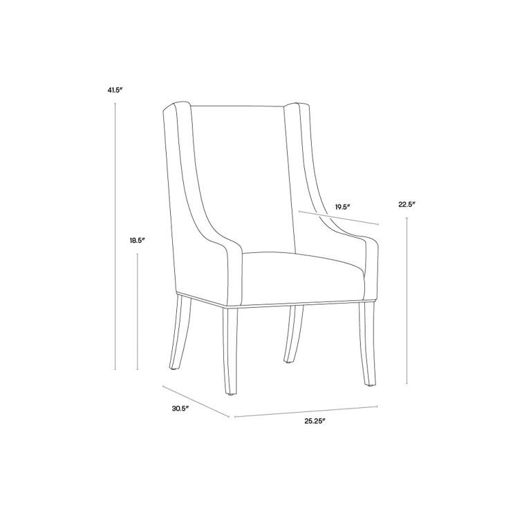 Elegant Wingback Upholstered Arm Chair in Piccolo Prosecco with Smoked Brown Legs
