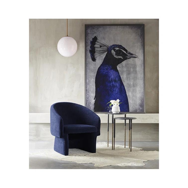 Danny Navy Transitional Barrelback Lounge Chair in Sustainable Wood