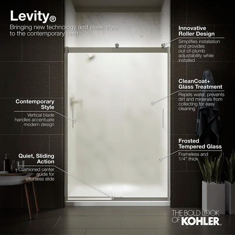 Levity 47.58" x 74" Bypass Shower Door with CleanCoat® Technology