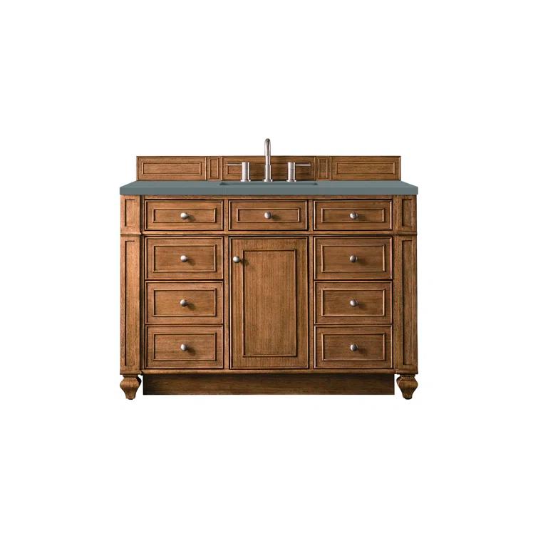 Saddle Brown 48" Single Freestanding Bathroom Vanity Base with Veneer