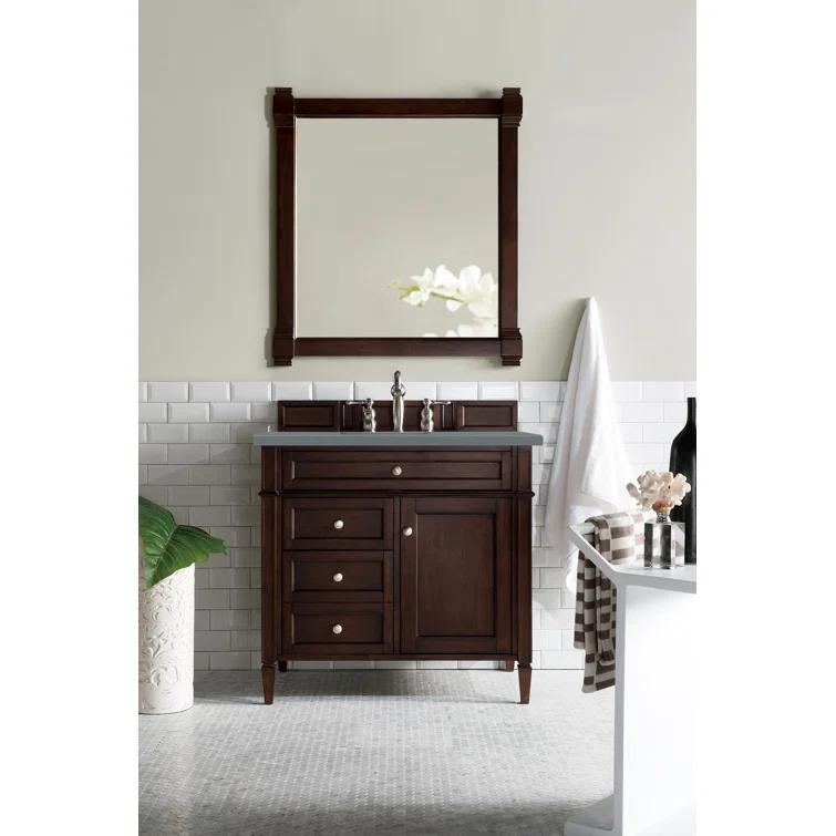 Burnished Mahogany Single Vanity with Satin Nickel Hardware