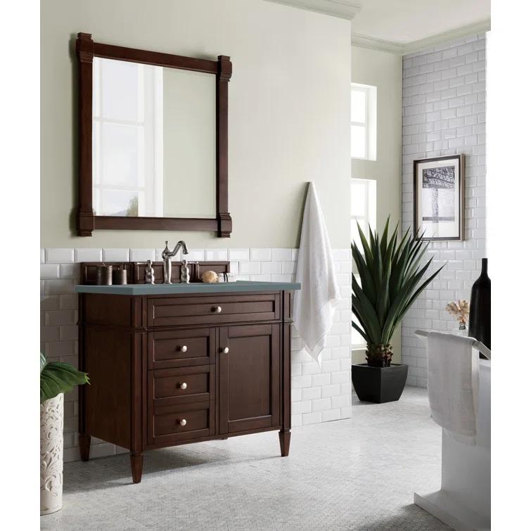 Burnished Mahogany Single Vanity with Satin Nickel Hardware