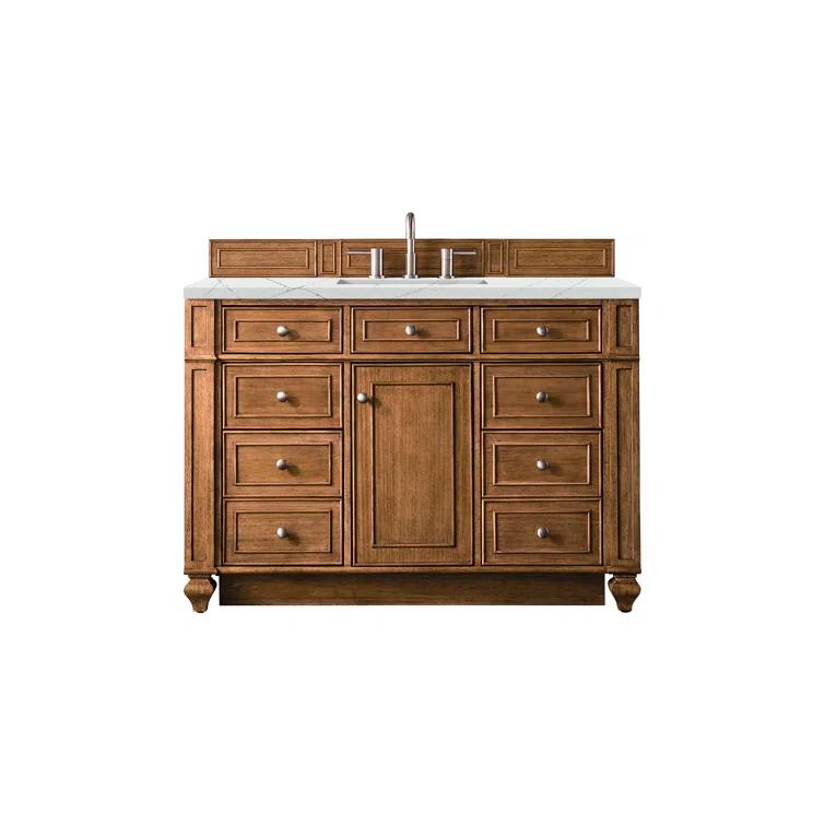 Saddle Brown 48" Single Freestanding Bathroom Vanity Base with Veneer