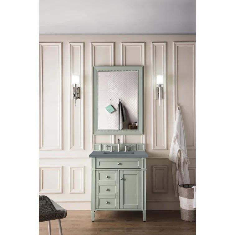 Sage Green Plywood Transitional Single Vanity with Backsplash