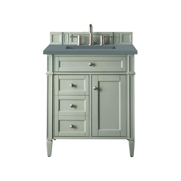Sage Green Plywood Transitional Single Vanity with Backsplash