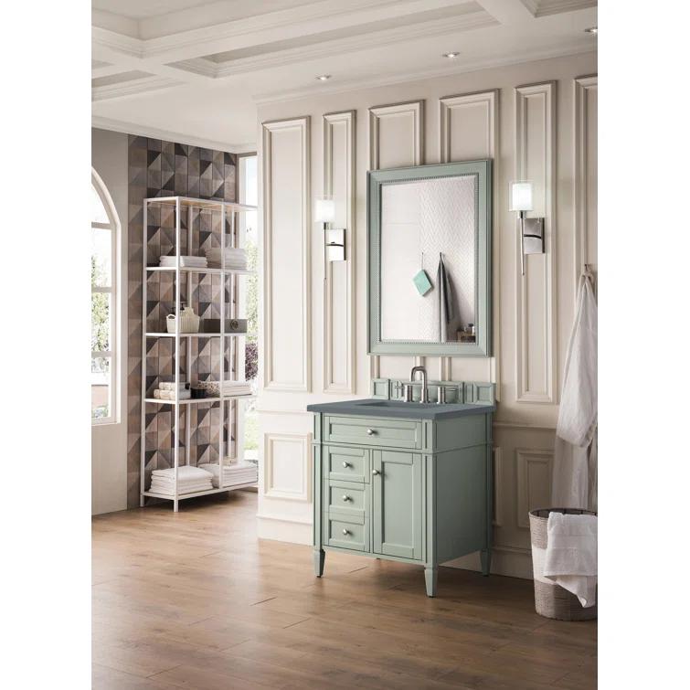 Sage Green Plywood Transitional Single Vanity with Backsplash