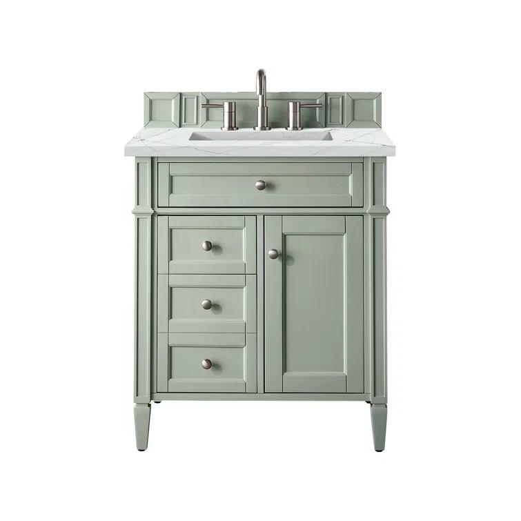 Sage Green Plywood Transitional Single Vanity with Backsplash