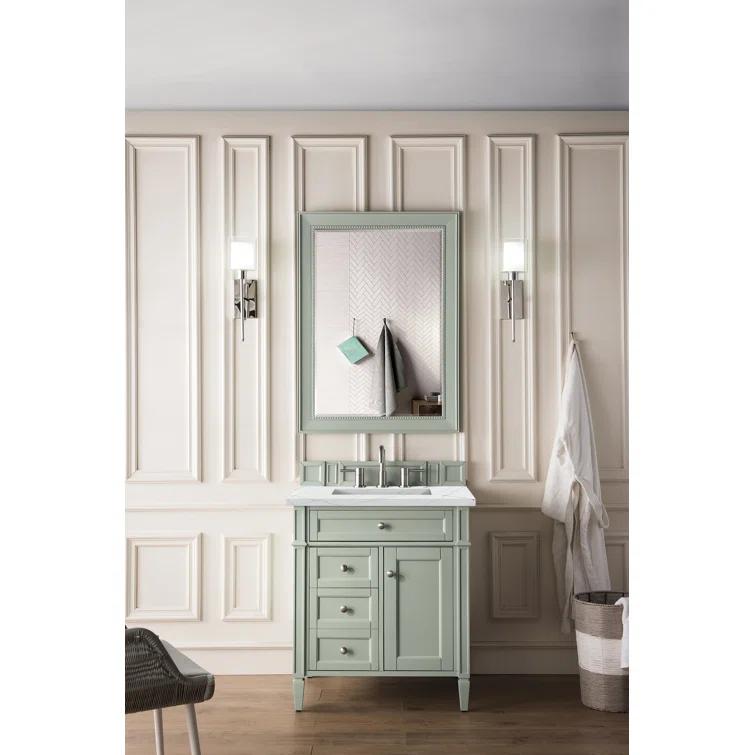 Sage Green Plywood Transitional Single Vanity with Backsplash