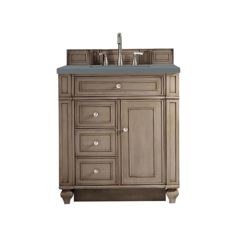 Bristol 30'' Dark Wood Single Vanity with Porcelain Sink
