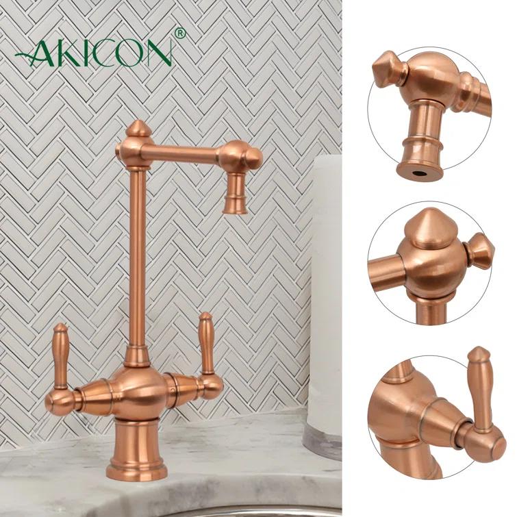 Two-Handles Copper Drinking Water Filter Faucet, Dual Lever Hot and Cold Water Faucet