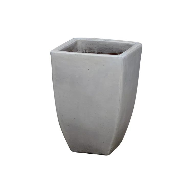 Large Square Ceramic Planter in Glossy White - 18.5" H