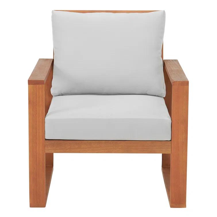 Weston 3Pc Outdoor Set Solid Eucalyptus Wood, 2 Chairs with Cushions and 1 Cocktail Table