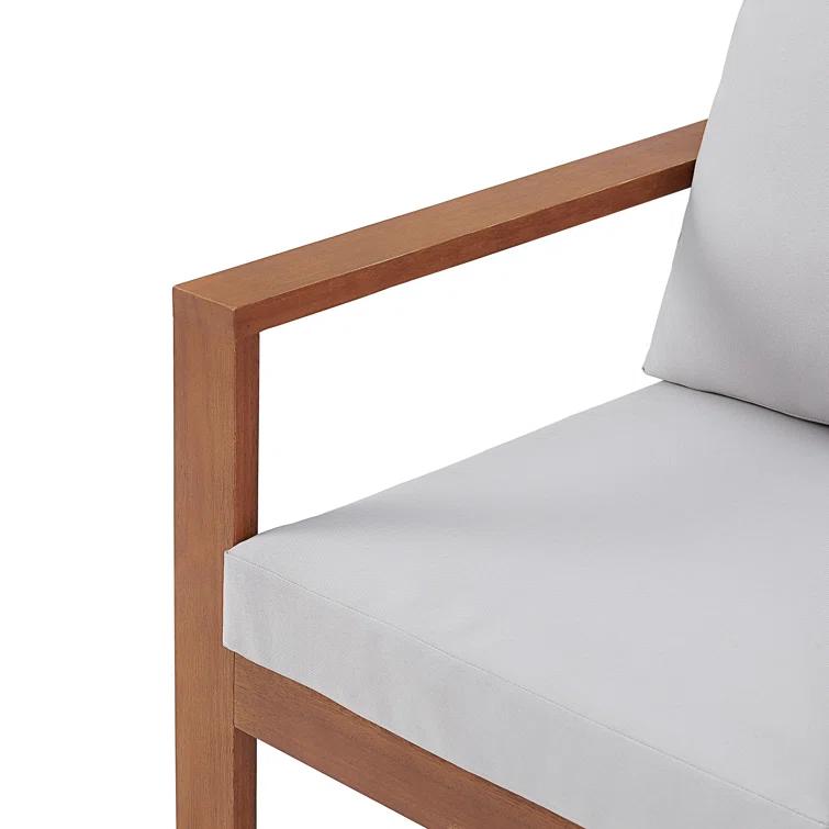 Weston 3Pc Outdoor Set Solid Eucalyptus Wood, 2 Chairs with Cushions and 1 Cocktail Table