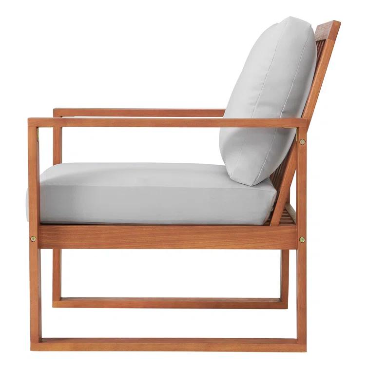 Weston 3Pc Outdoor Set Solid Eucalyptus Wood, 2 Chairs with Cushions and 1 Cocktail Table