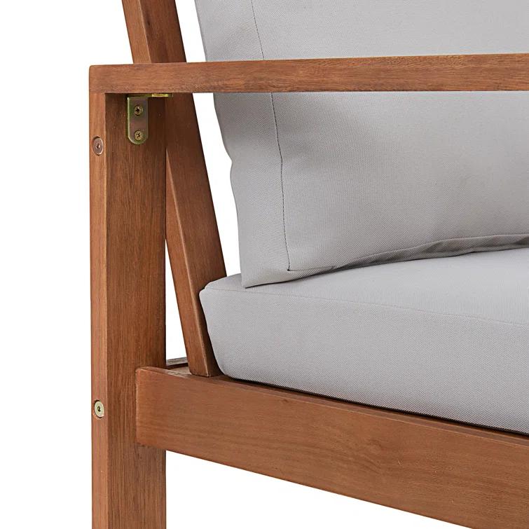 Weston 3Pc Outdoor Set Solid Eucalyptus Wood, 2 Chairs with Cushions and 1 Cocktail Table