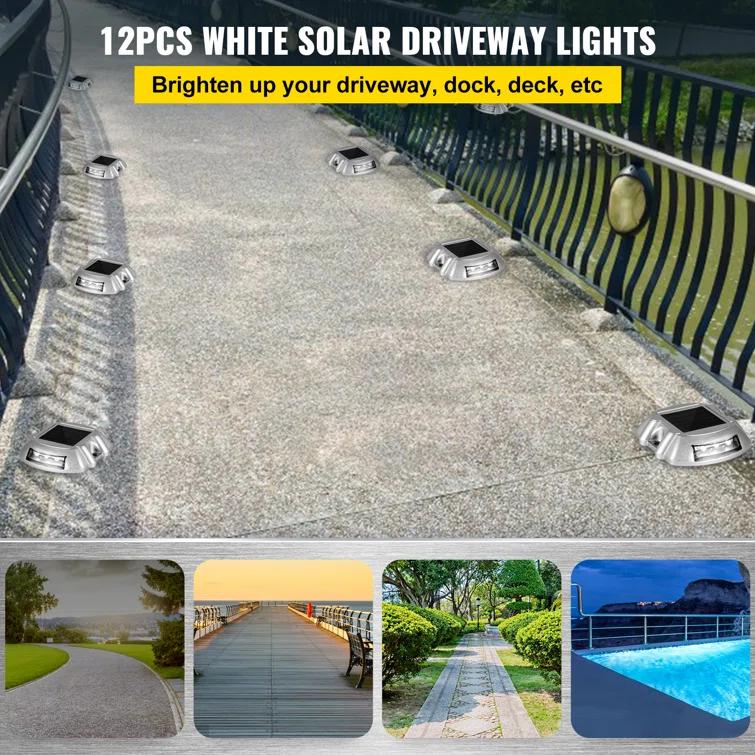 VEVOR Solar Dock Lights Low Voltage Solar Powered Integrated LED Metal Pathway Light Pack (Set of 12)
