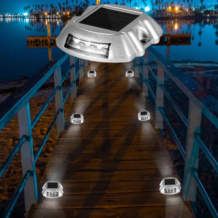 VEVOR Solar Dock Lights Low Voltage Solar Powered Integrated LED Metal Pathway Light Pack (Set of 12)