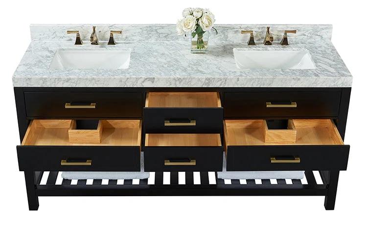 Ancerre Designs Elizabeth 72" Wood Bathroom Vanity Set in Black Onyx