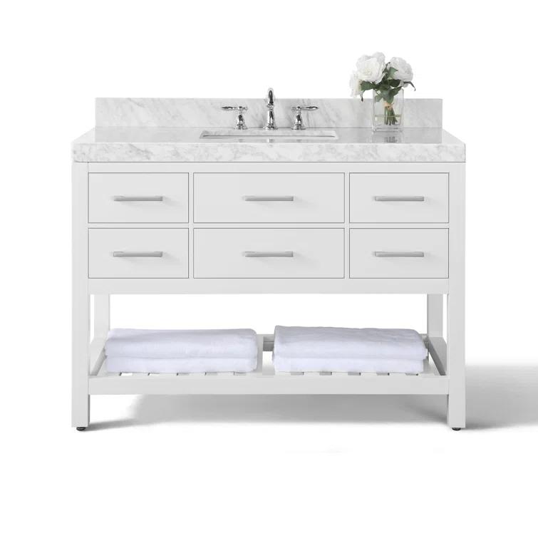 Ancerre Designs Elizabeth 48" Bathroom Vanity Set with Gold Hardware in White