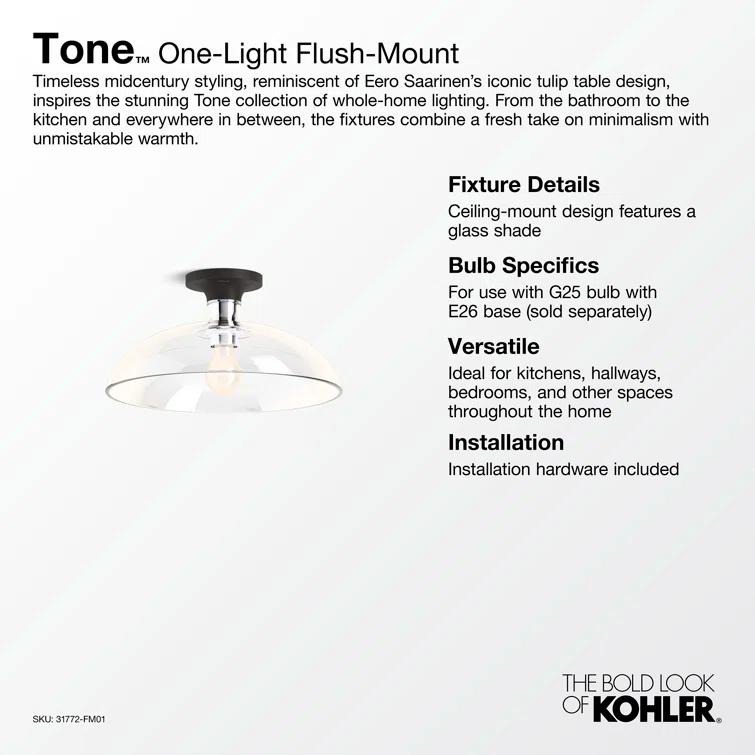 Tone™ 1 Light Semi Flush Mount with Domed Glass Shade