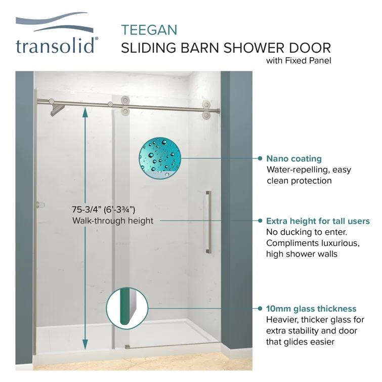 56.5 - 59" W x 80" H TruMotion® Technology Frameless Shower Door
