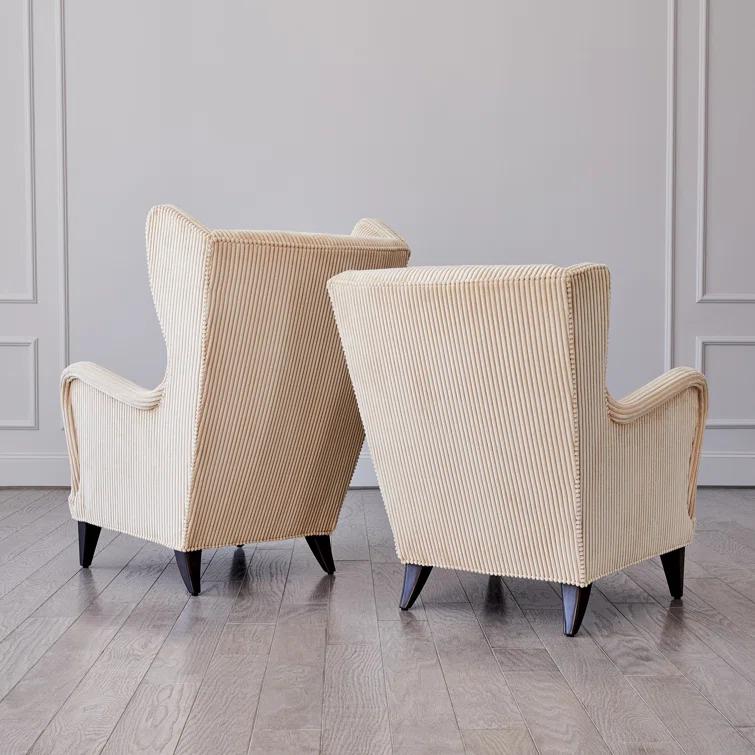Global Views Wing Chair-Wide Wale Corduroy
