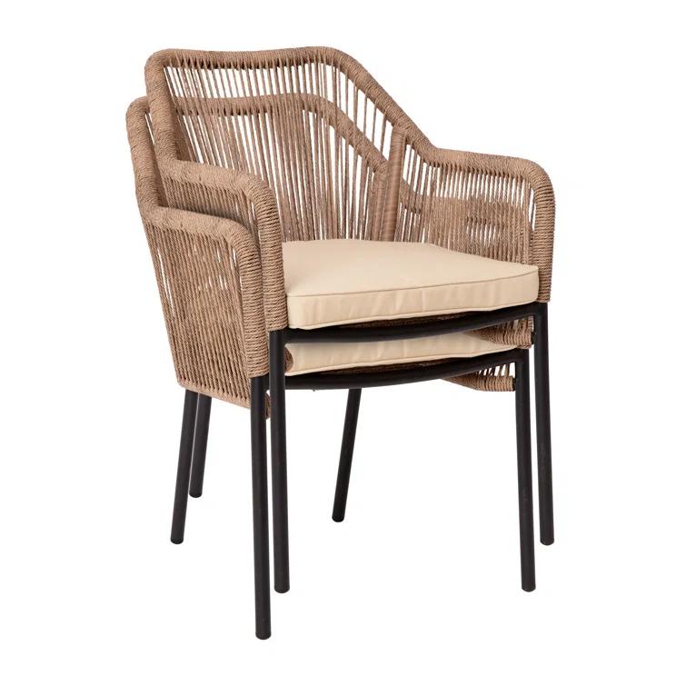 Taylor & Logan Kyla Metal Outdoor Stacking Dining Armchair with Cushion (Set of 2)