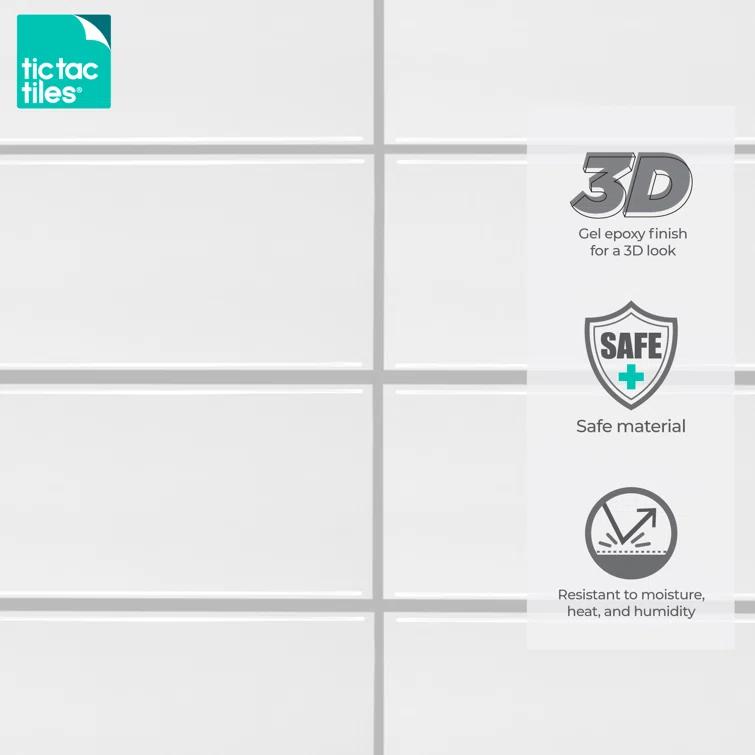 Tic Tac Tiles 12" x 12" PVC Peel and Stick Subway Tile