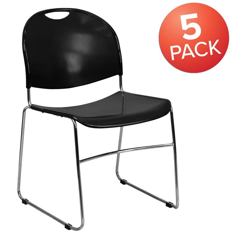 Flash Furniture Gaea 880 lb. Capacity Ultra-Compact Stack Chair with Metal Frame (Set of 5)