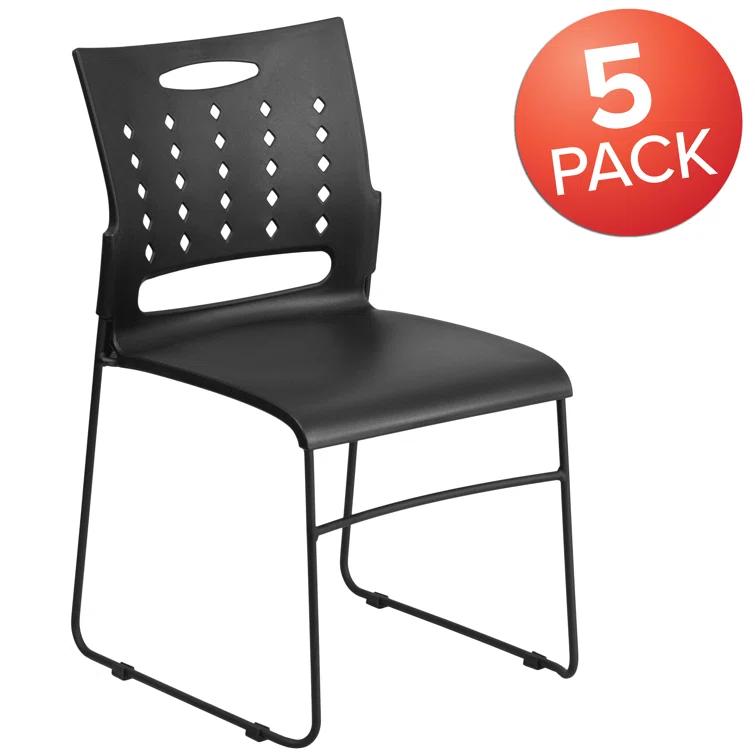 Flash Furniture Heidi 881 lb. Capacity Sled Base Stack Chair with Air-Vent Back (Set of 5)