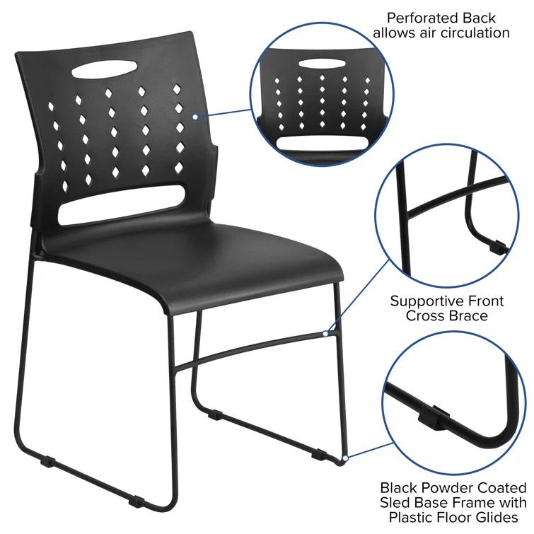 Flash Furniture Heidi 881 lb. Capacity Sled Base Stack Chair with Air-Vent Back (Set of 5)