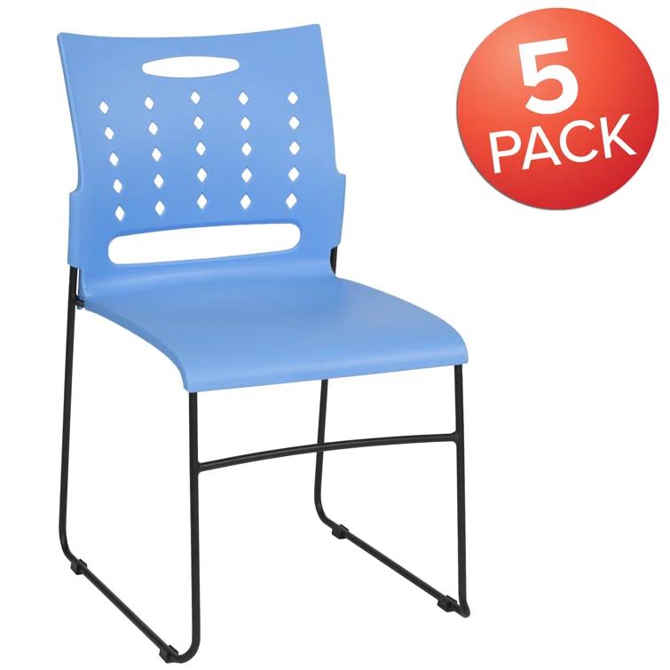 Flash Furniture Heidi 881 lb. Capacity Sled Base Stack Chair with Air-Vent Back (Set of 5)
